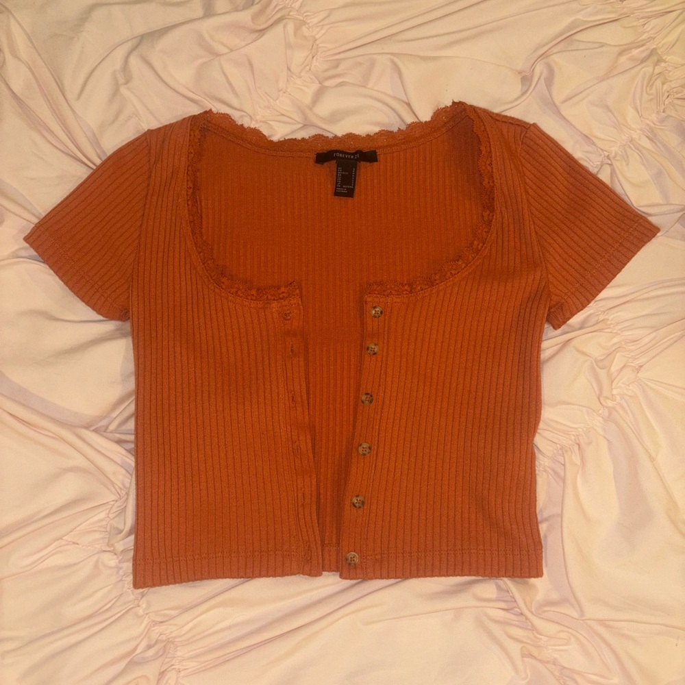 orange forever21 button up